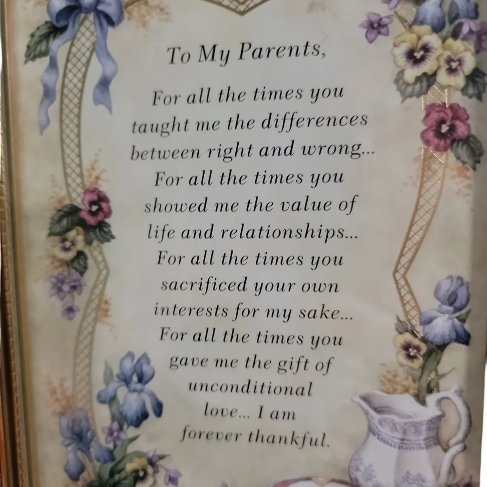 Framed poem Artist Kathy Seek Writer Chelle To my parents